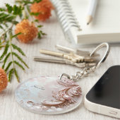 Pink Ornate Pearl and Floral Keychain (Voorkant Rechts)