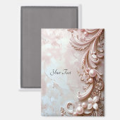 Pink Ornate Pearl and Floral Magnet (Voorkant / Achterkant)