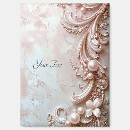 Pink Ornate Pearl and Floral Magnet