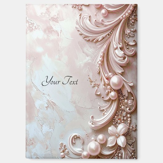 Pink Ornate Pearl and Floral Magnet (Voorkant)