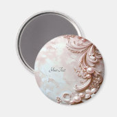 Pink Ornate Pearl and Floral Magnet (Voorkant / Achterkant)