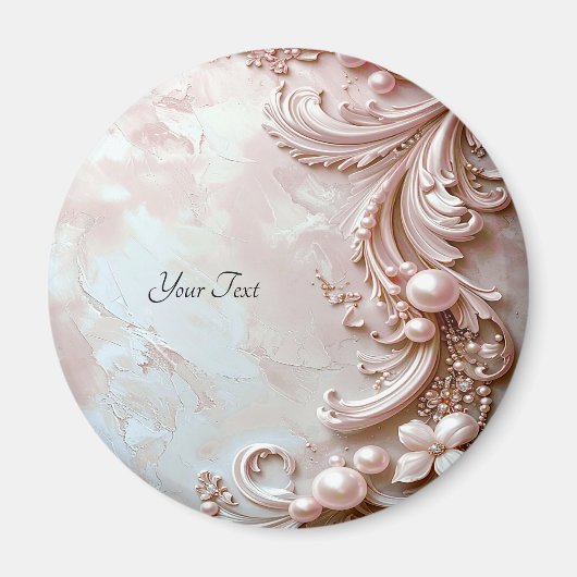 Pink Ornate Pearl and Floral Magnet (Voorkant)