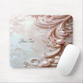 Pink Ornate Pearl and Floral Mousepad Muismat (Met muis)