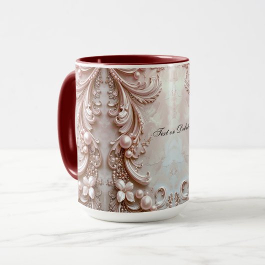 Pink Ornate Pearl and Floral Mug Mok (Voorkant links)