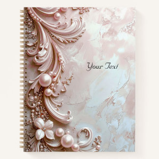 Pink Ornate Pearl and Floral Notebook Notitieboek