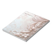 Pink Ornate Pearl and Floral Notepad Notitieblok (Linkerzijde)