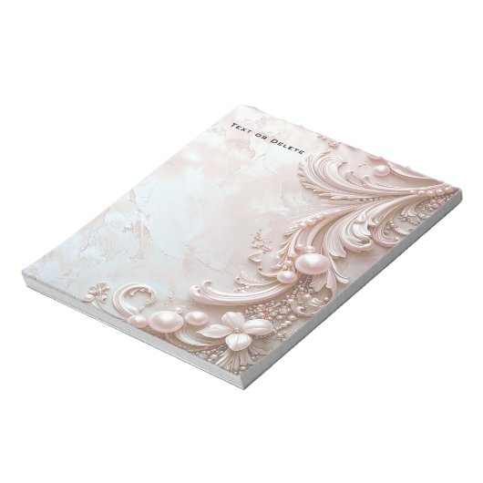 Pink Ornate Pearl and Floral Notepad Notitieblok (Linkerzijde)