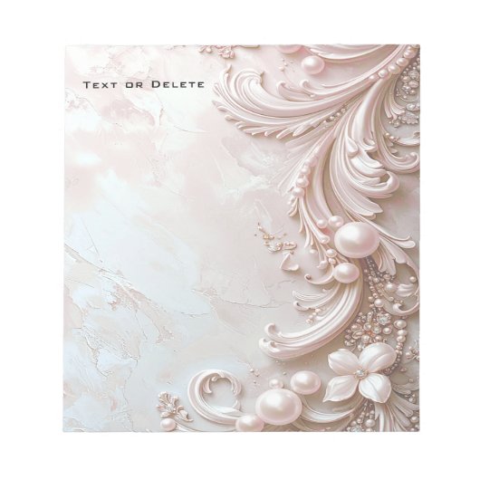 Pink Ornate Pearl and Floral Notepad Notitieblok (Voorkant)