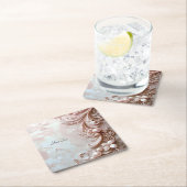 Pink Ornate Pearl and Floral Paper Coaster Kartonnen Onderzetters (Insitu)