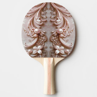 Pink Ornate Pearl and Floral Ping Pong Paddle Tafeltennisbatje