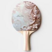 Pink Ornate Pearl and Floral Ping Pong Paddle Tafeltennisbatje (Achterkant)