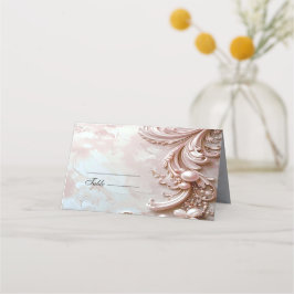 Pink Ornate Pearl and Floral Place Card Plaatskaartje