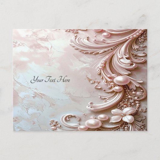 Pink Ornate Pearl and Floral Postcard Briefkaart (Voorkant)