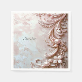 Pink Ornate Pearl and Floral Servet