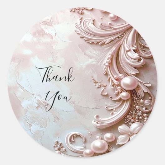 Pink Ornate Pearl and Floral Sticker (Voorkant)