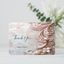 Pink Ornate Pearl and Floral Thank You Card