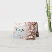 Pink Ornate Pearl and Floral Thank You Card