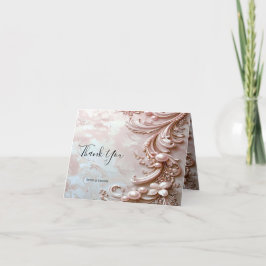Pink Ornate Pearl and Floral Thank You Card Bedankkaart
