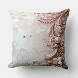 Pink Ornate Pearl and Floral Throw Pillow Kussen