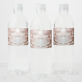 Pink Ornate Pearl and Floral Water Bottle Label Waterfles Etiket