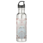Pink Ornate Pearl and Floral Water Bottle Waterfles (Voorkant)