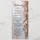 Pink Ornate Pearl and Floral Wedding Program Programmakaart (Voorkant)