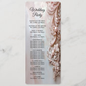 Pink Ornate Pearl and Floral Wedding Program Programmakaart (Achterkant)