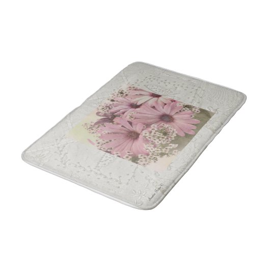 Pink Osteospernum Bath Mat (Gekanteld)