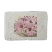 Pink Osteospernum Bath Mat
