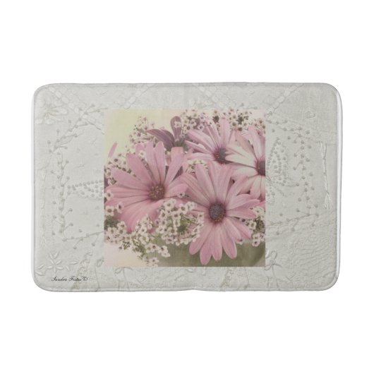 Pink Osteospernum Bath Mat (Voorkant)