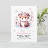 Pink Otter Whimsical Wildflower Meisje Baby shower Kaart (Staand voorkant)