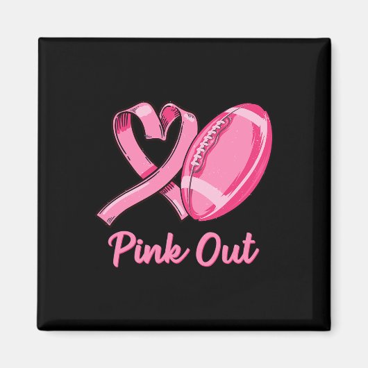 Pink Out Borstkanker Bewustzijn gebleekt Voetbal Magneet (Voorkant)
