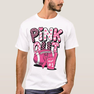 Pink Out Borstkanker Bewustzijn Voetbal Spel T-shirt