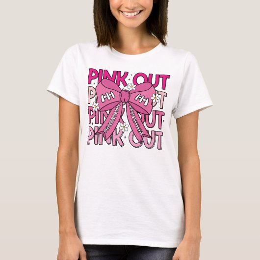 Pink Out Borstkanker Vrouwen Borstkanker Warrior T-shirt (Voorkant)