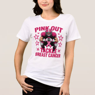 Pink Out Football Awareness Tackle Breast Cancer Tri-Blend Shirt