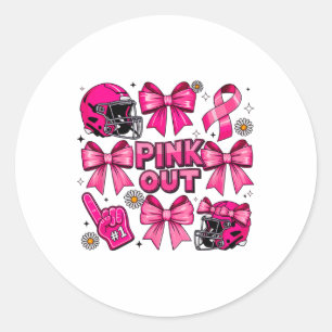 Pink Out Grappig Voetbal Borstkanker Bewustzijn Ga Ronde Sticker