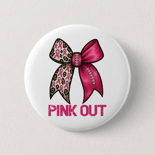 Pink Out Leopard Bow Voetbal Borstkanker Aware Ronde Button 5,7 Cm