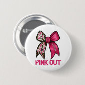 Pink Out Leopard Bow Voetbal Borstkanker Aware Ronde Button 5,7 Cm (Voorkant /achterkant)