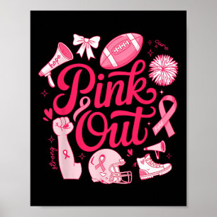 Pink Out Shirt Mannen Boy Kinder Voetbal Borstkank Poster