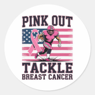 Pink Out Voetbal Aanpakken Borstkanker Bewustzijn Ronde Sticker