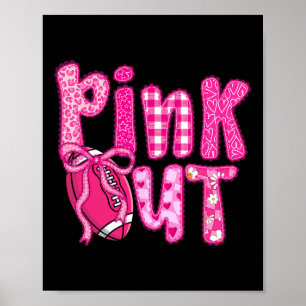Pink Out Voetbal Bow Preppy Borstkanker Bewustzijn Poster