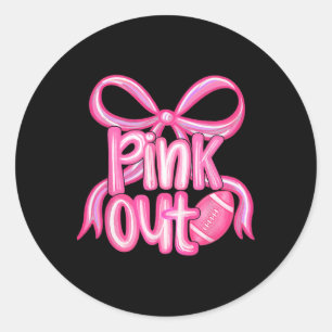 Pink Out Voetbal Bow Preppy Borstkanker Bewustzijn Ronde Sticker
