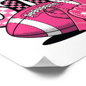 Pink Out Voetbal Game Day Awareness Ribbon Poster (Hoek)