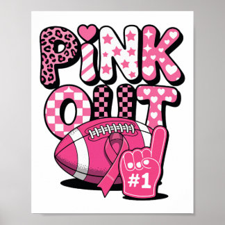 Pink Out Voetbal Game Day Awareness Ribbon Poster