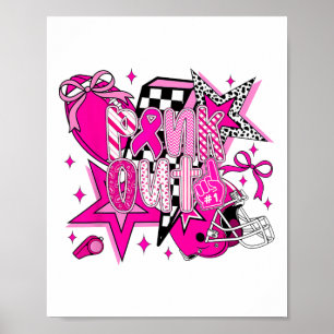 Pink Out Voetbal Lightning Bolt Borstkanker AWA Poster