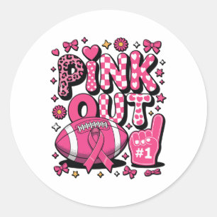 Pink Out Voetbal Spel Cheer Borstkanker Awarene Ronde Sticker