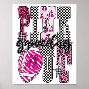 Pink Out Voetbal Spel Dag Geruit Borstkanker Poster