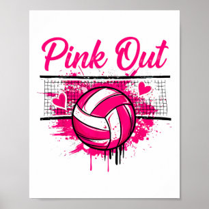 Pink Out Volleybal Borstkanker Bewustzijnsonderste Poster