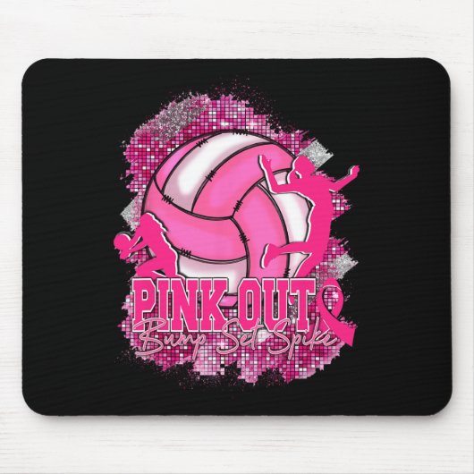 Pink Out Volleybal Pink Ribbon Borstkanker Award Muismat (Voorkant)