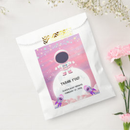Pink Outer Space Little Explorer Baby shower Bedankzakje